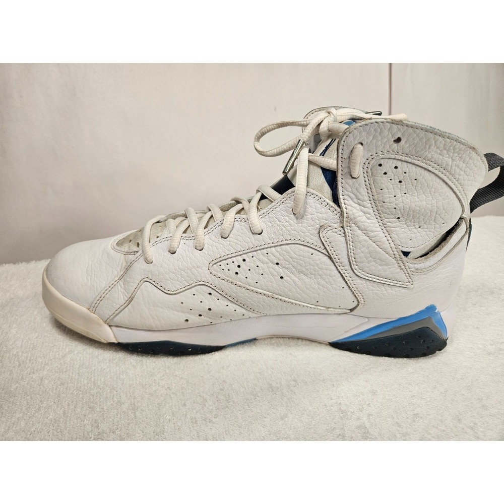 AIR JORDAN 7 VII RETRO USED SIZE 12 WHITE FRENCH BLUE FLINT GREY 304775-107 - Picture 5 of 9
